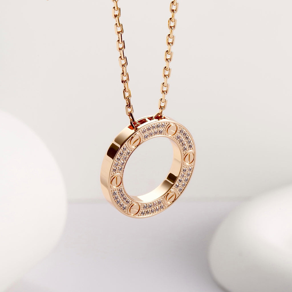[OrnoraJewelry]LOVE NECKLACE 16MM  FULL DIAMOND