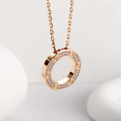 [OrnoraJewelry]LOVE NECKLACE 16MM  FULL DIAMOND