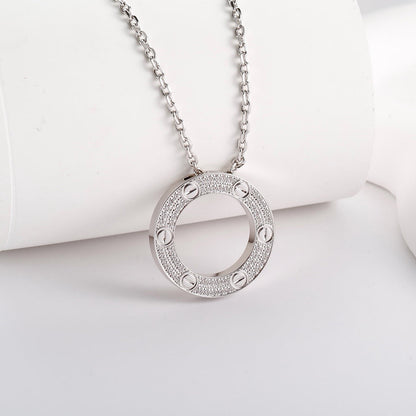 [OrnoraJewelry]LOVE NECKLACE 16MM  FULL DIAMOND