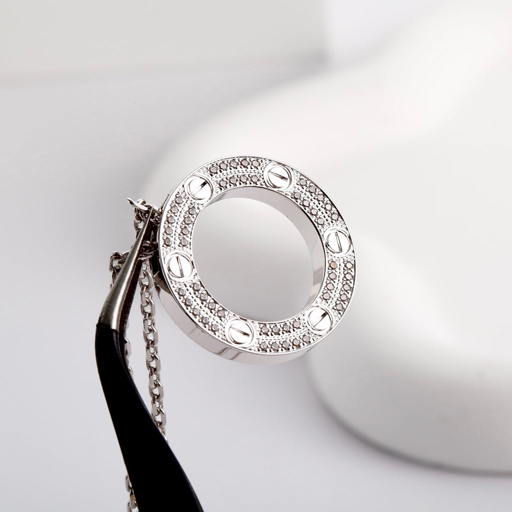 [OrnoraJewelry]LOVE NECKLACE 16MM  FULL DIAMOND