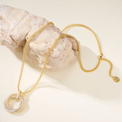 [OrnoraJewelry]TRINITY LARGE FULL DIAMOND  NECKLACE