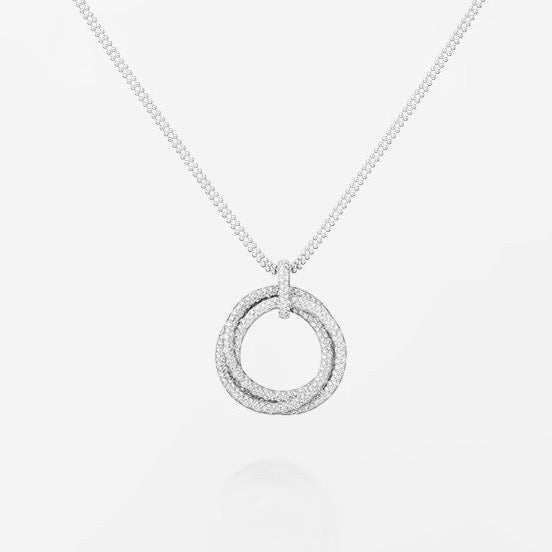 [OrnoraJewelry]TRINITY LARGE FULL DIAMOND  NECKLACE