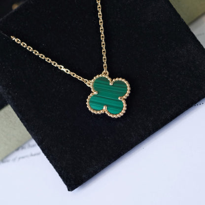 [OrnoraJewelry]CLOVER 15MM MALACHITE SINGLE FLOWER  NECKLACE