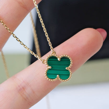 [OrnoraJewelry]CLOVER 15MM MALACHITE SINGLE FLOWER  NECKLACE