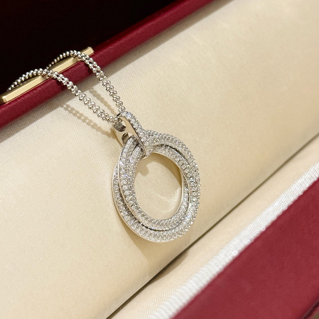 [OrnoraJewelry]TRINITY LARGE FULL DIAMOND  NECKLACE