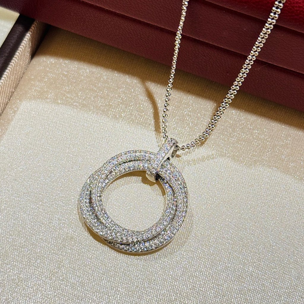 [OrnoraJewelry]TRINITY LARGE FULL DIAMOND  NECKLACE