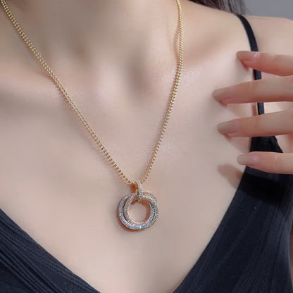 [OrnoraJewelry]TRINITY LARGE FULL DIAMOND  NECKLACE
