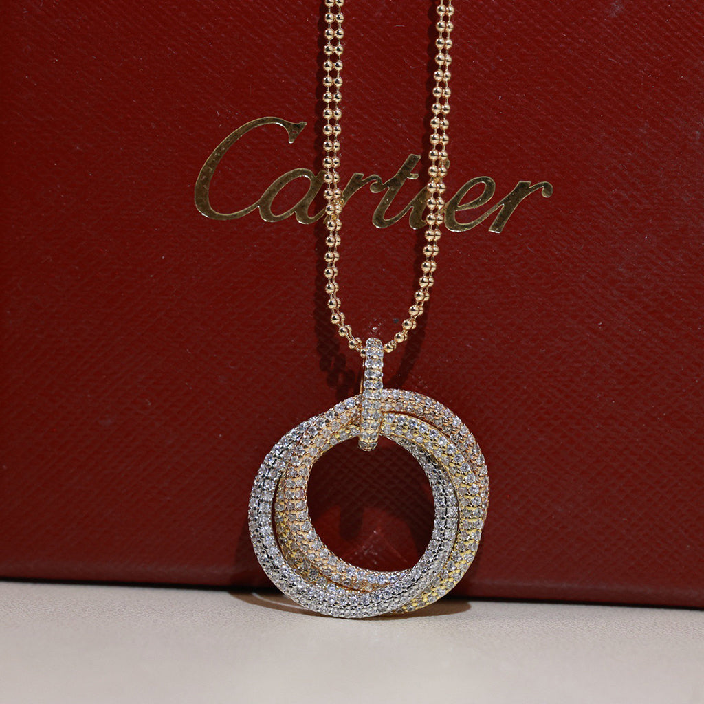 [OrnoraJewelry]TRINITY LARGE FULL DIAMOND  NECKLACE