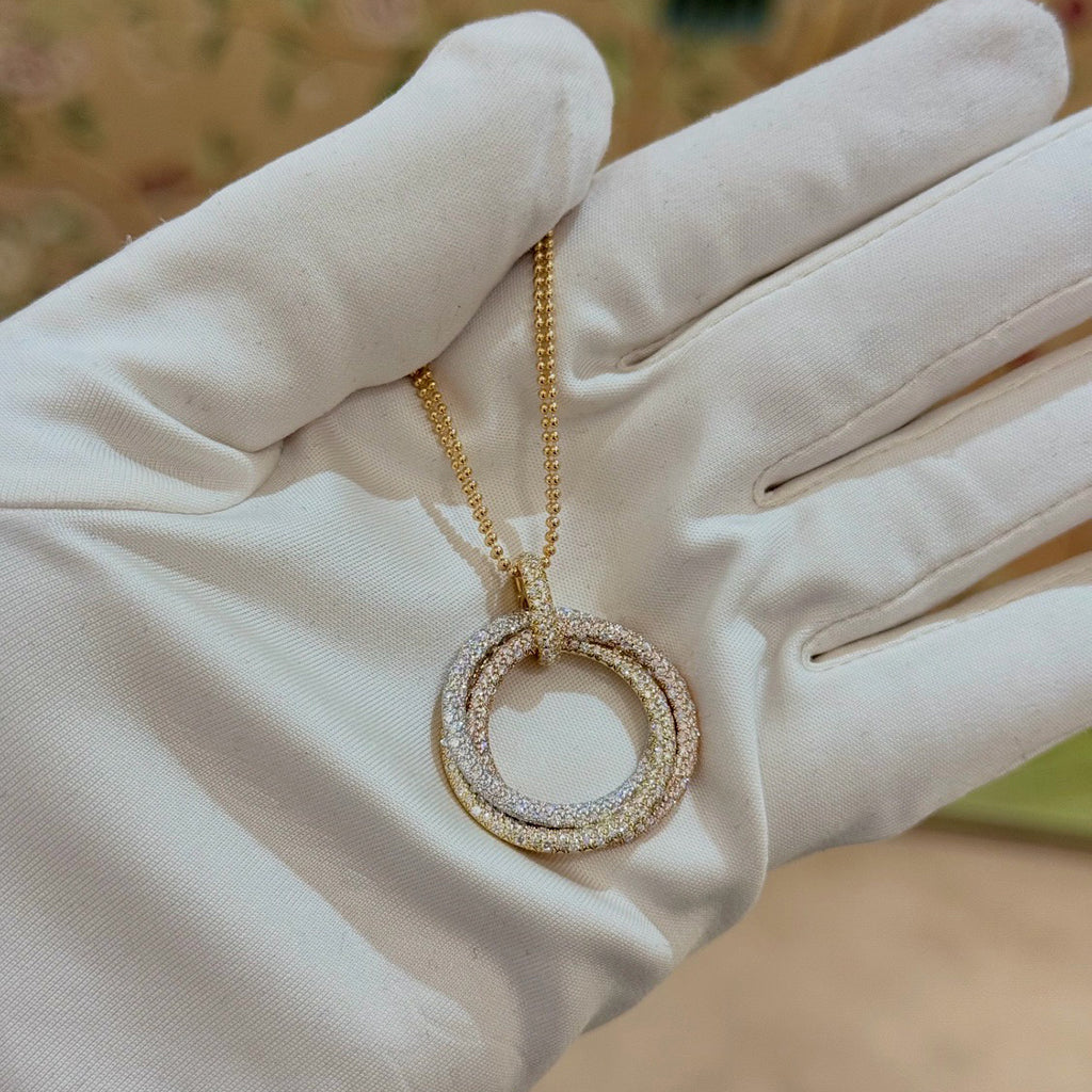 [OrnoraJewelry]TRINITY LARGE FULL DIAMOND  NECKLACE