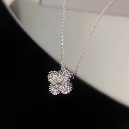 [OrnoraJewelry]CLOVER 15MM DIAMOND SINGLE FLOWER NECKLACE