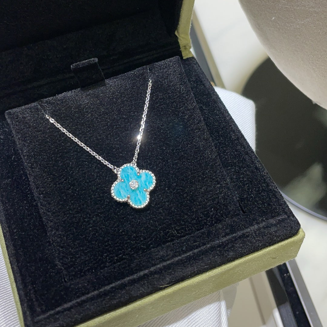 [OrnoraJewelry]CLOVER 15MM DIAMOND SVRES PORCELAIN  NECKLACE SILVER