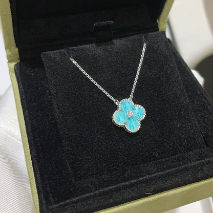 [OrnoraJewelry]CLOVER 15MM DIAMOND SVRES PORCELAIN  NECKLACE SILVER