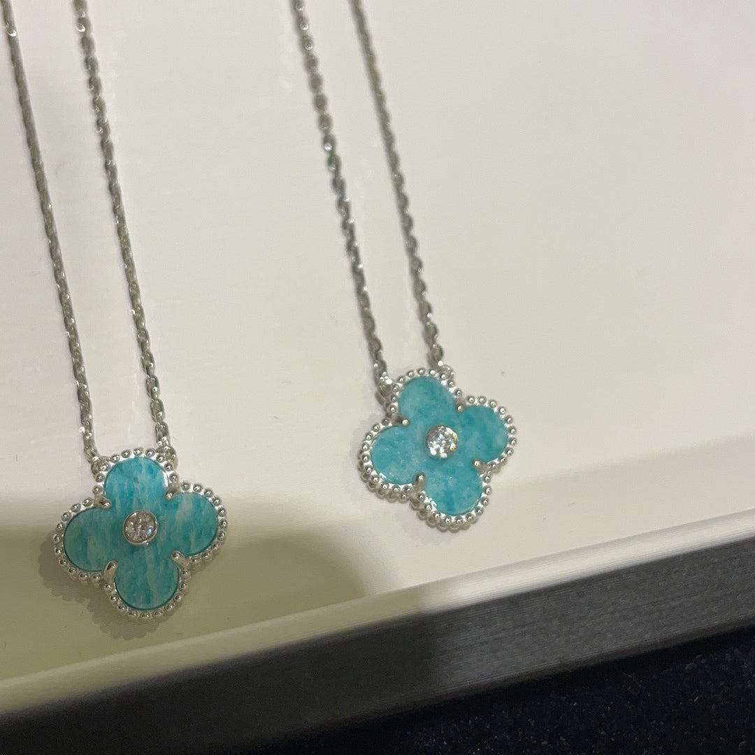 [OrnoraJewelry]CLOVER 15MM DIAMOND SVRES PORCELAIN  NECKLACE SILVER