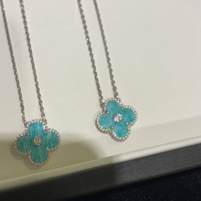 [OrnoraJewelry]CLOVER 15MM DIAMOND SVRES PORCELAIN  NECKLACE SILVER