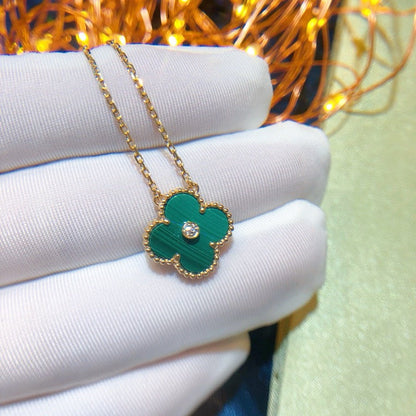 [OrnoraJewelry]CLOVER 15MM DIAMOND TURQUOISE NECKLACE