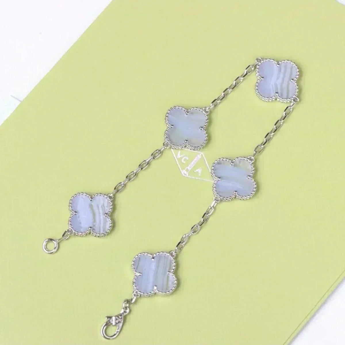 [OrnoraJewelry] CLOVER 5 MOTIF PURPLE CHALCEDONY BRACELET COLLECTION