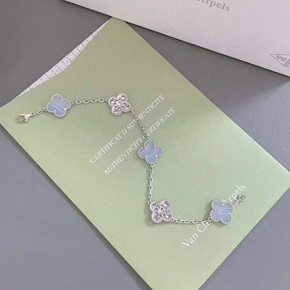 [OrnoraJewelry] CLOVER 5 MOTIF PURPLE CHALCEDONY BRACELET COLLECTION