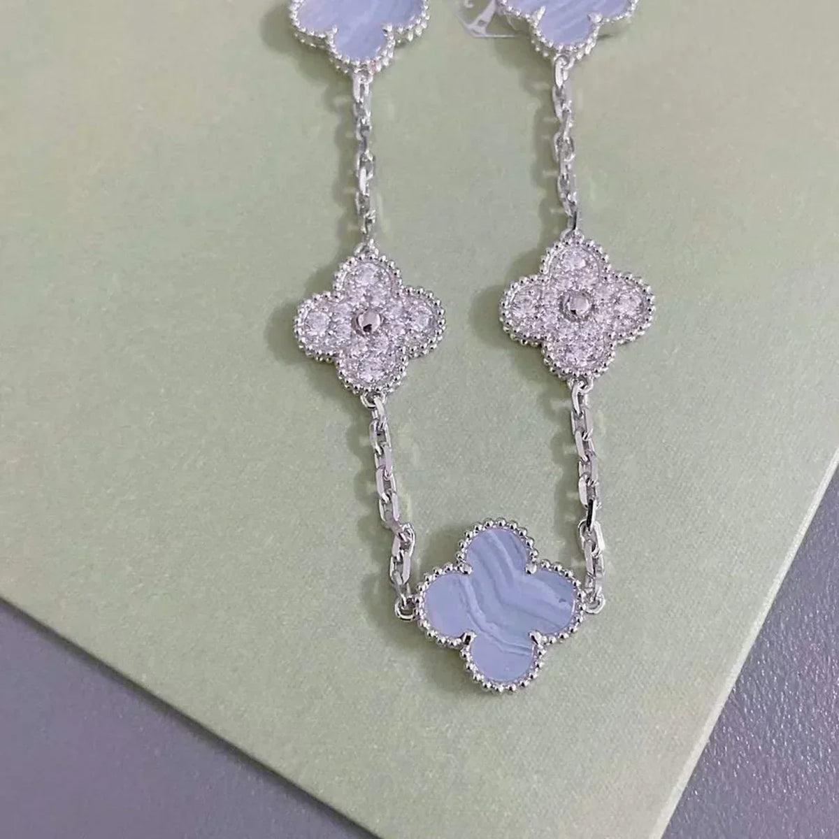 [OrnoraJewelry] CLOVER 5 MOTIF PURPLE CHALCEDONY BRACELET COLLECTION