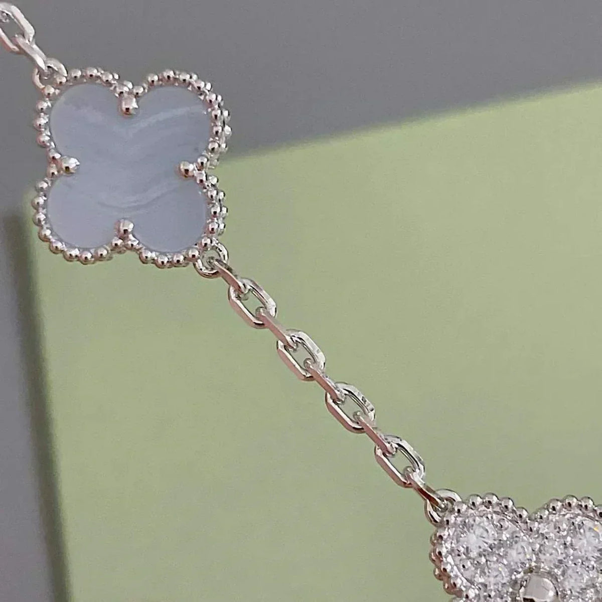 [OrnoraJewelry] CLOVER 5 MOTIF PURPLE CHALCEDONY BRACELET COLLECTION