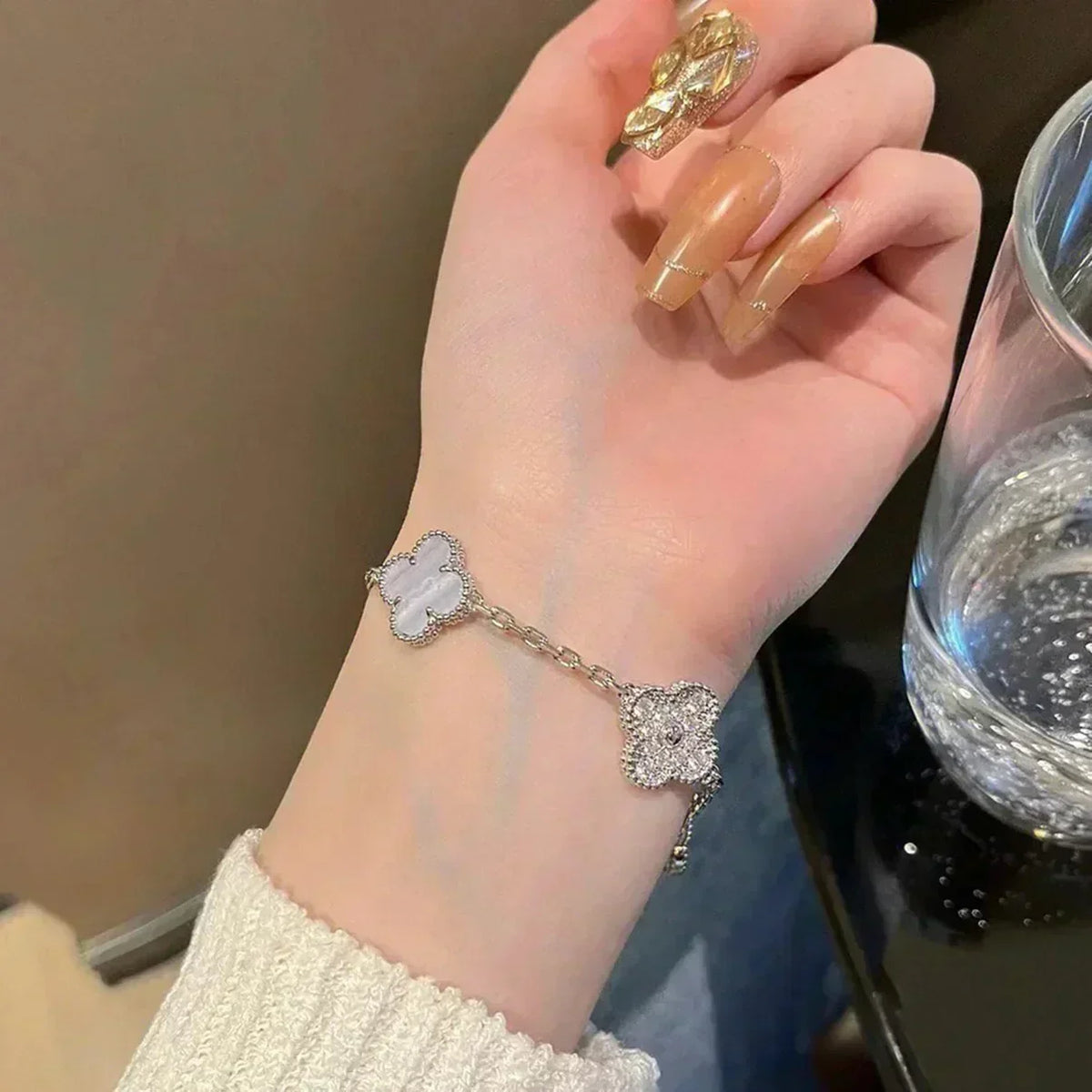 [OrnoraJewelry] CLOVER 5 MOTIF PURPLE CHALCEDONY BRACELET COLLECTION