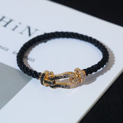 [Ornora Jewelry]FORCE LARGE HORSESHOE BLACK WHITE DIAMOND BRACELET ROSE GOLD