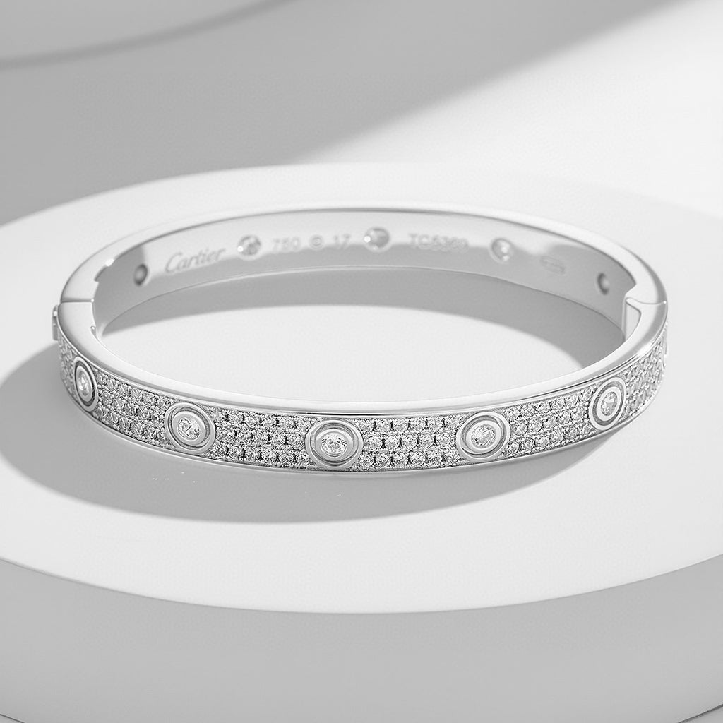 [OrnoraJewelry]LOVE BRACELET 6.1MM DIAMOND-PAVED 10 BIG DIAMONDS