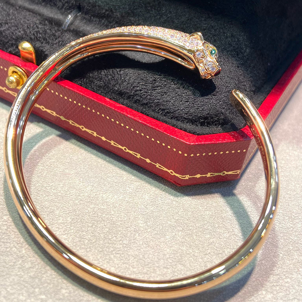 [OrnoraJewelry]PANTHERE HALF DIAMOND OPEN BRACELET