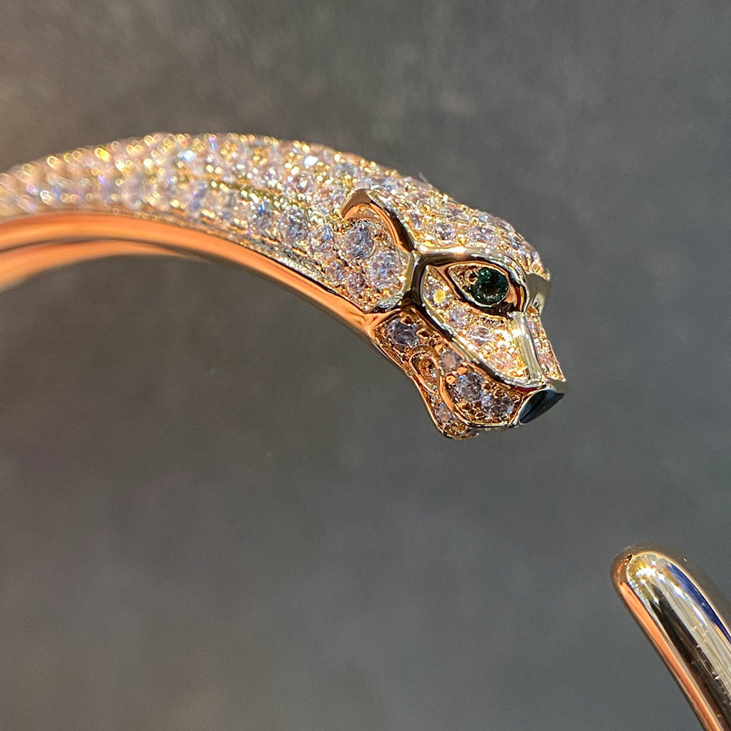 [OrnoraJewelry]PANTHERE HALF DIAMOND OPEN BRACELET