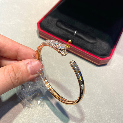 [OrnoraJewelry]PANTHERE HALF DIAMOND OPEN BRACELET