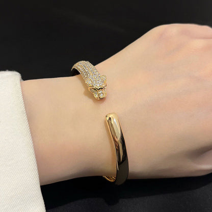 [OrnoraJewelry]PANTHERE HALF DIAMOND OPEN BRACELET