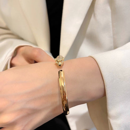 [OrnoraJewelry]PANTHERE HALF DIAMOND OPEN BRACELET