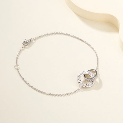 [OrnoraJewelry]LOVE DOUBLE RING FULL DIAMOND BRACELET