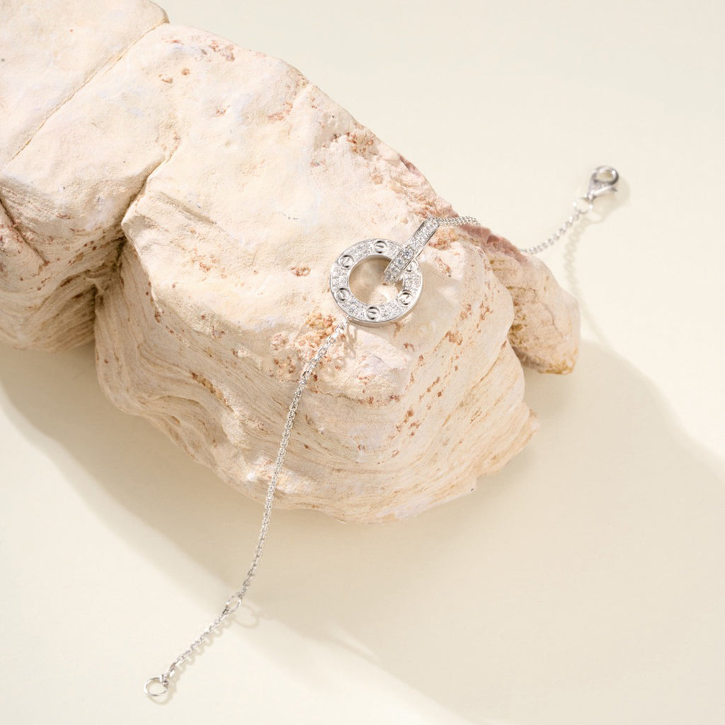 [OrnoraJewelry]LOVE DOUBLE RING FULL DIAMOND BRACELET
