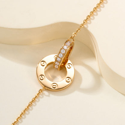 [OrnoraJewelry]LOVE DOUBLE RING FULL DIAMOND BRACELET