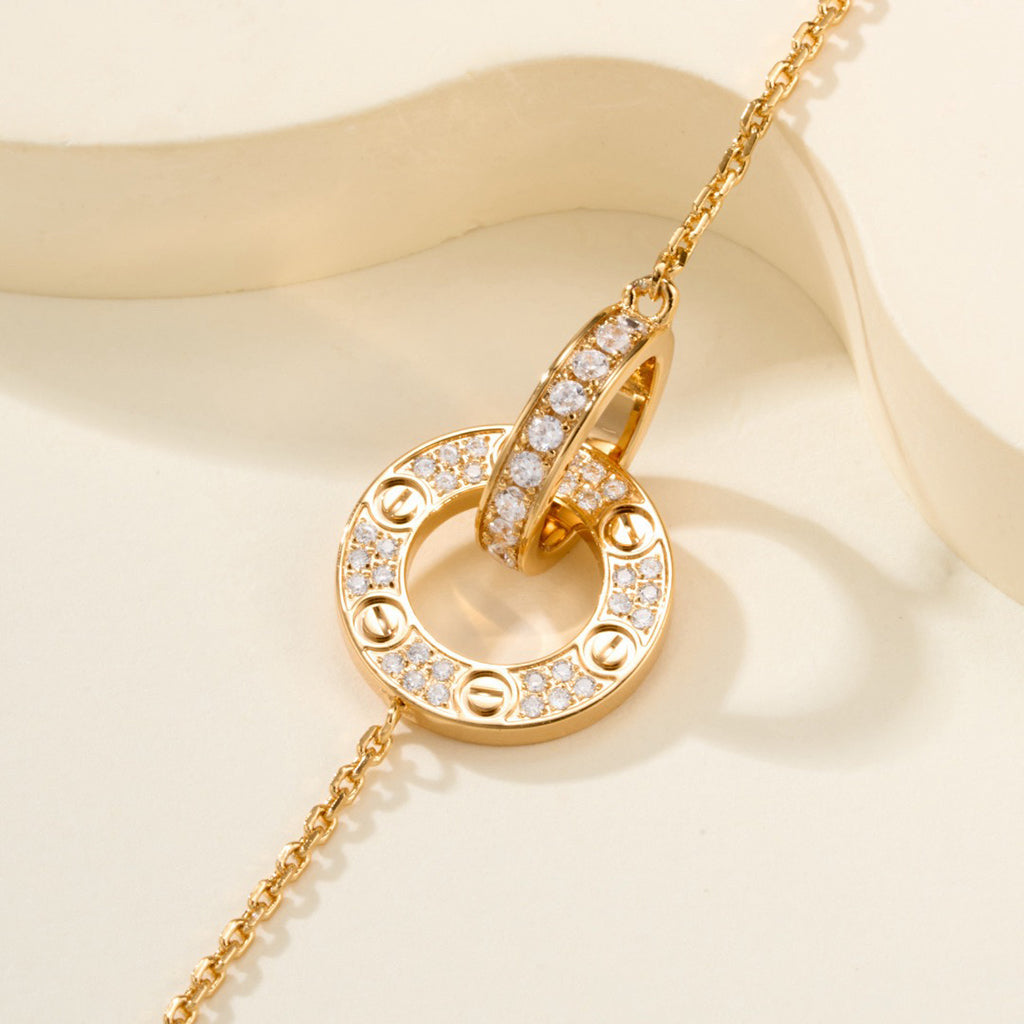 [OrnoraJewelry]LOVE DOUBLE RING FULL DIAMOND BRACELET