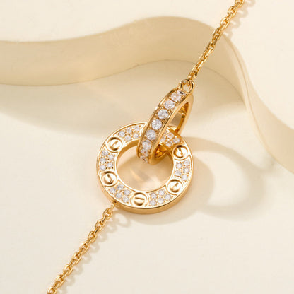 [OrnoraJewelry]LOVE DOUBLE RING FULL DIAMOND BRACELET