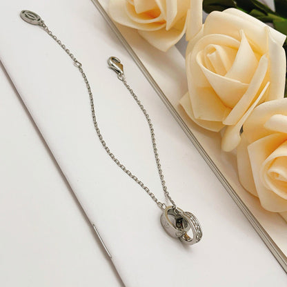 [OrnoraJewelry]LOVE DOUBLE RING HALF DIAMOND BRACELET