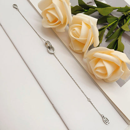 [OrnoraJewelry]LOVE DOUBLE RING HALF DIAMOND BRACELET