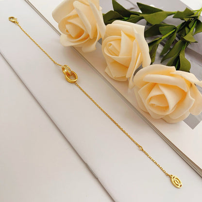 [OrnoraJewelry]LOVE DOUBLE RING HALF DIAMOND BRACELET