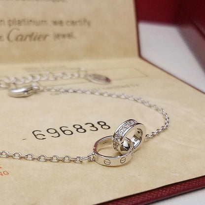 [OrnoraJewelry]LOVE DOUBLE RING HALF DIAMOND BRACELET
