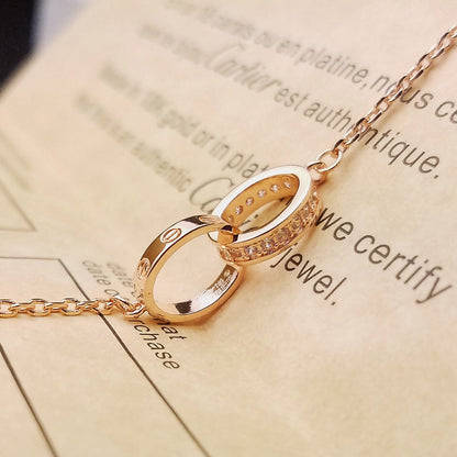 [OrnoraJewelry]LOVE DOUBLE RING HALF DIAMOND BRACELET