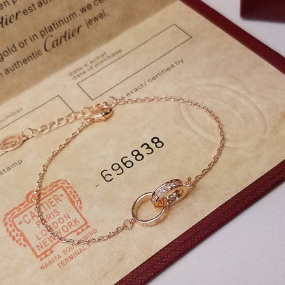[OrnoraJewelry]LOVE DOUBLE RING HALF DIAMOND BRACELET