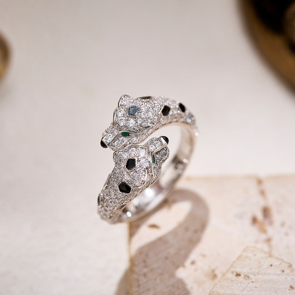 [OrnoraJewelry]PANTHERE DOUBLE HEADED FULL DIAMOND  RING