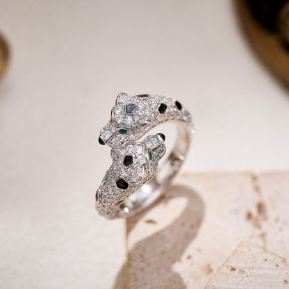 [OrnoraJewelry]PANTHERE DOUBLE HEADED FULL DIAMOND  RING