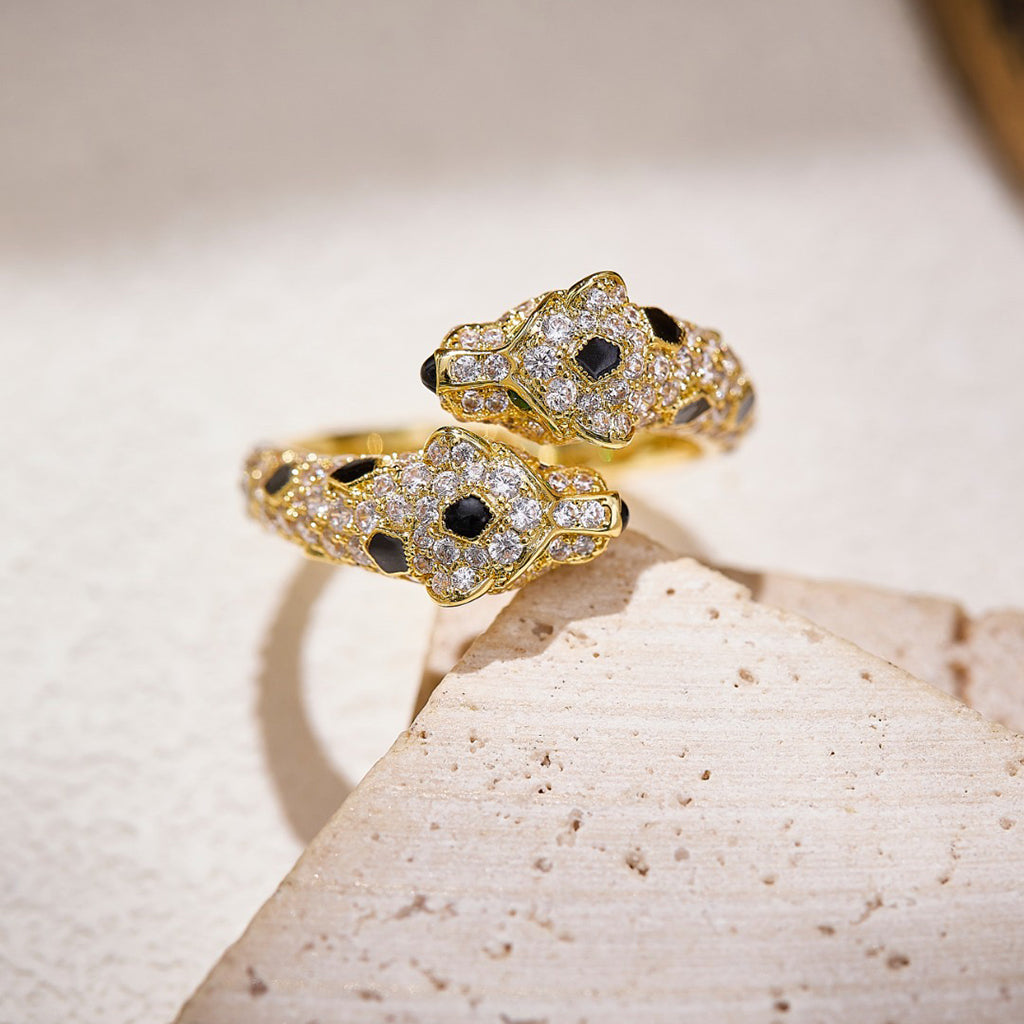 [OrnoraJewelry]PANTHERE DOUBLE HEADED FULL DIAMOND  RING
