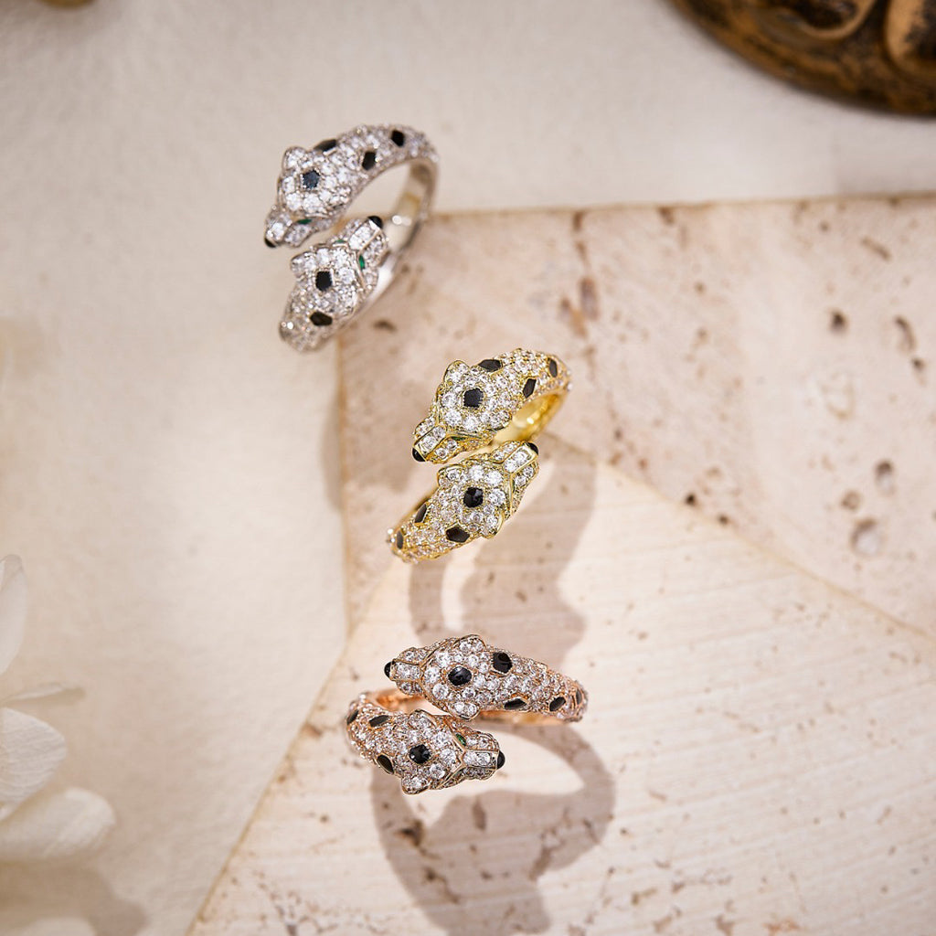 [OrnoraJewelry]PANTHERE DOUBLE HEADED FULL DIAMOND  RING