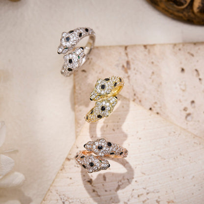 [OrnoraJewelry]PANTHERE DOUBLE HEADED FULL DIAMOND  RING