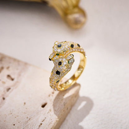 [OrnoraJewelry]PANTHERE DOUBLE HEADED FULL DIAMOND  RING