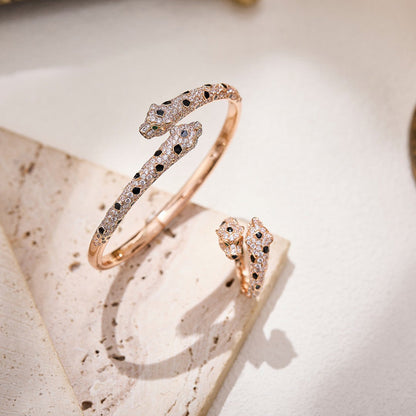 [OrnoraJewelry]PANTHERE DOUBLE HEADED FULL DIAMOND  RING