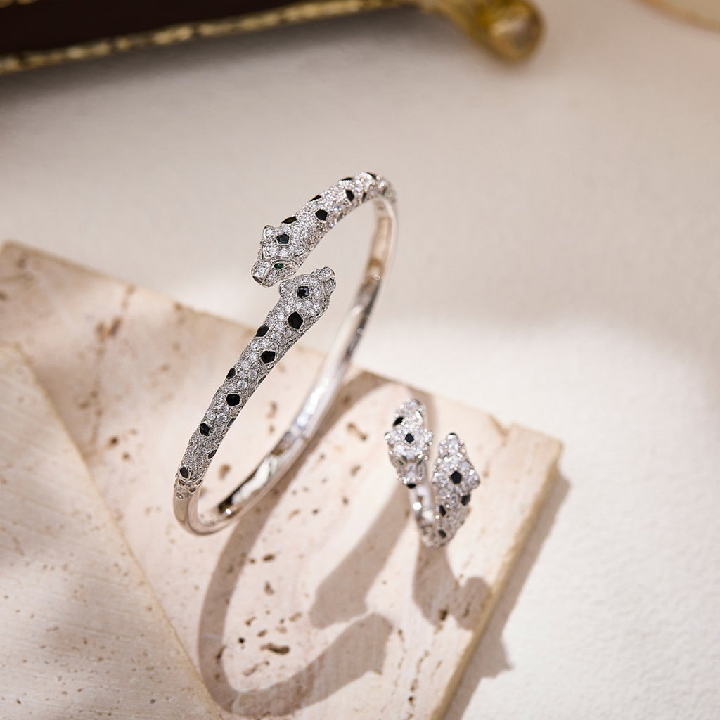 [OrnoraJewelry]PANTHERE DOUBLE HEADED FULL DIAMOND  RING